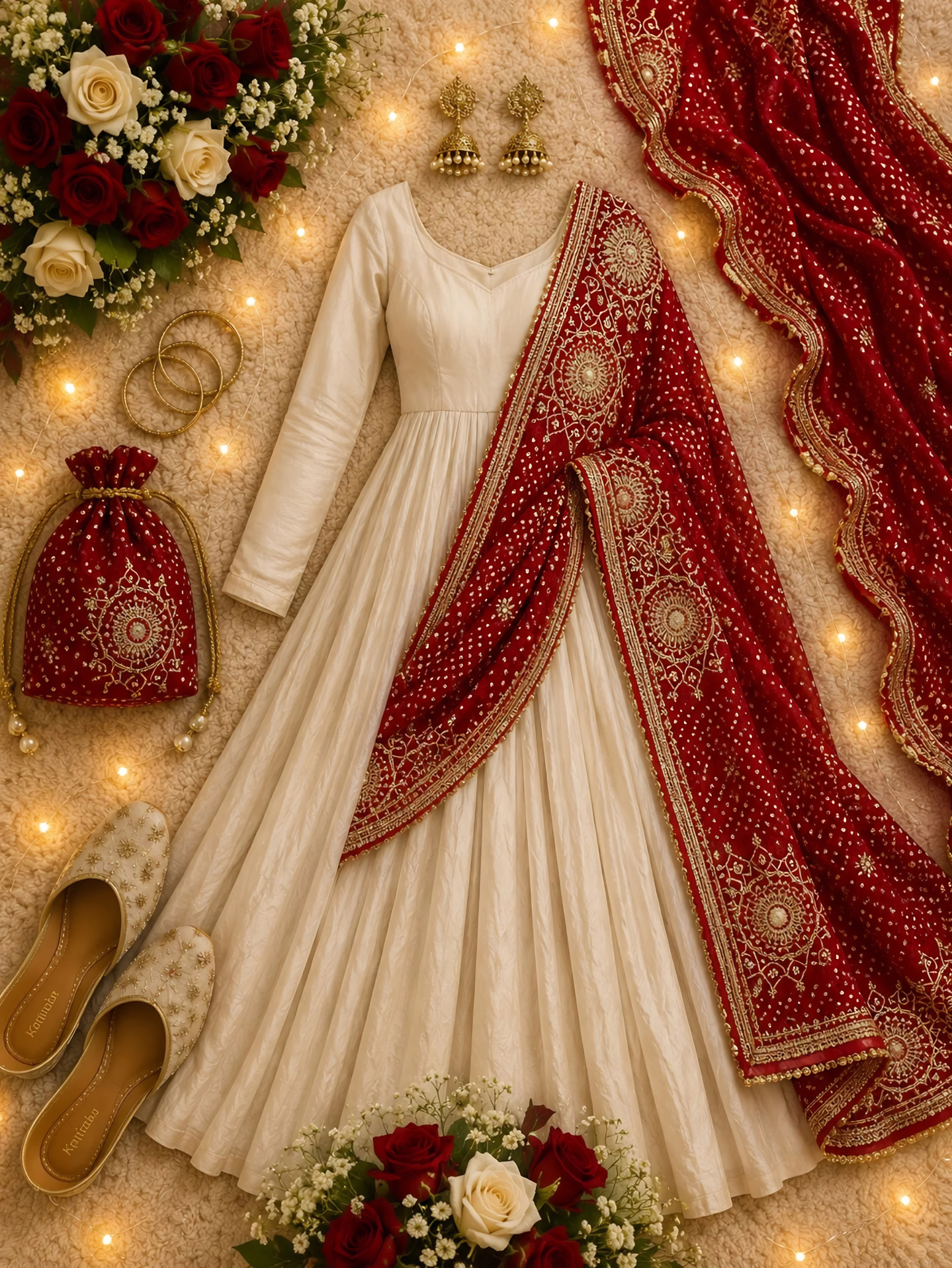 The Royal Crimson & Ivory Anarkali Set