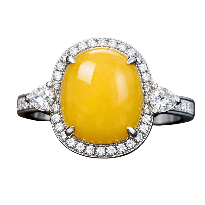 Oval Yellow Gemstone Halo Ring in Sterling Silver