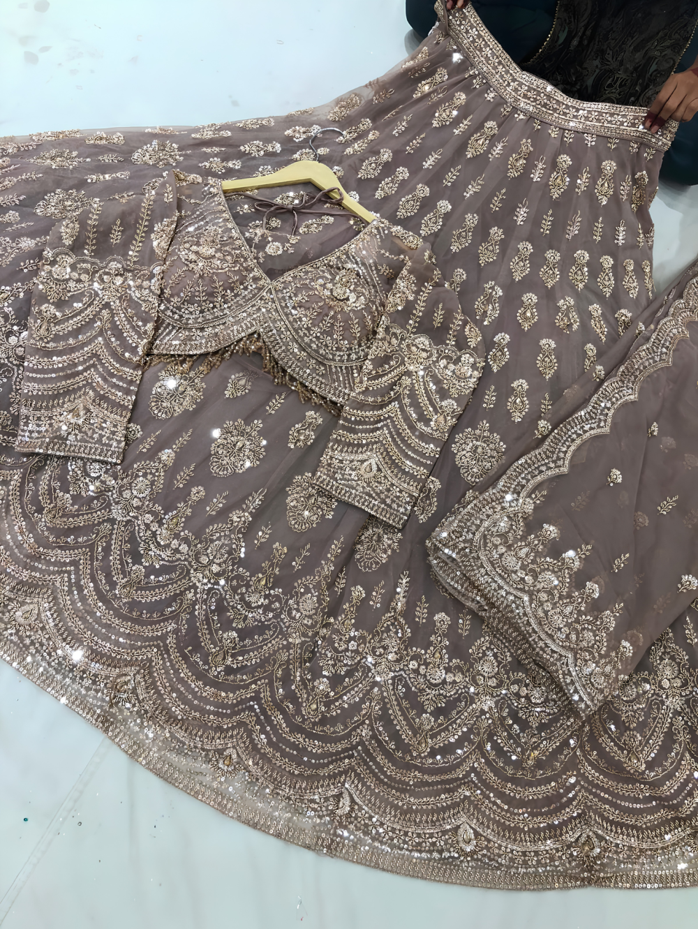 The Royal Mink Brown Embellished Lehenga Set