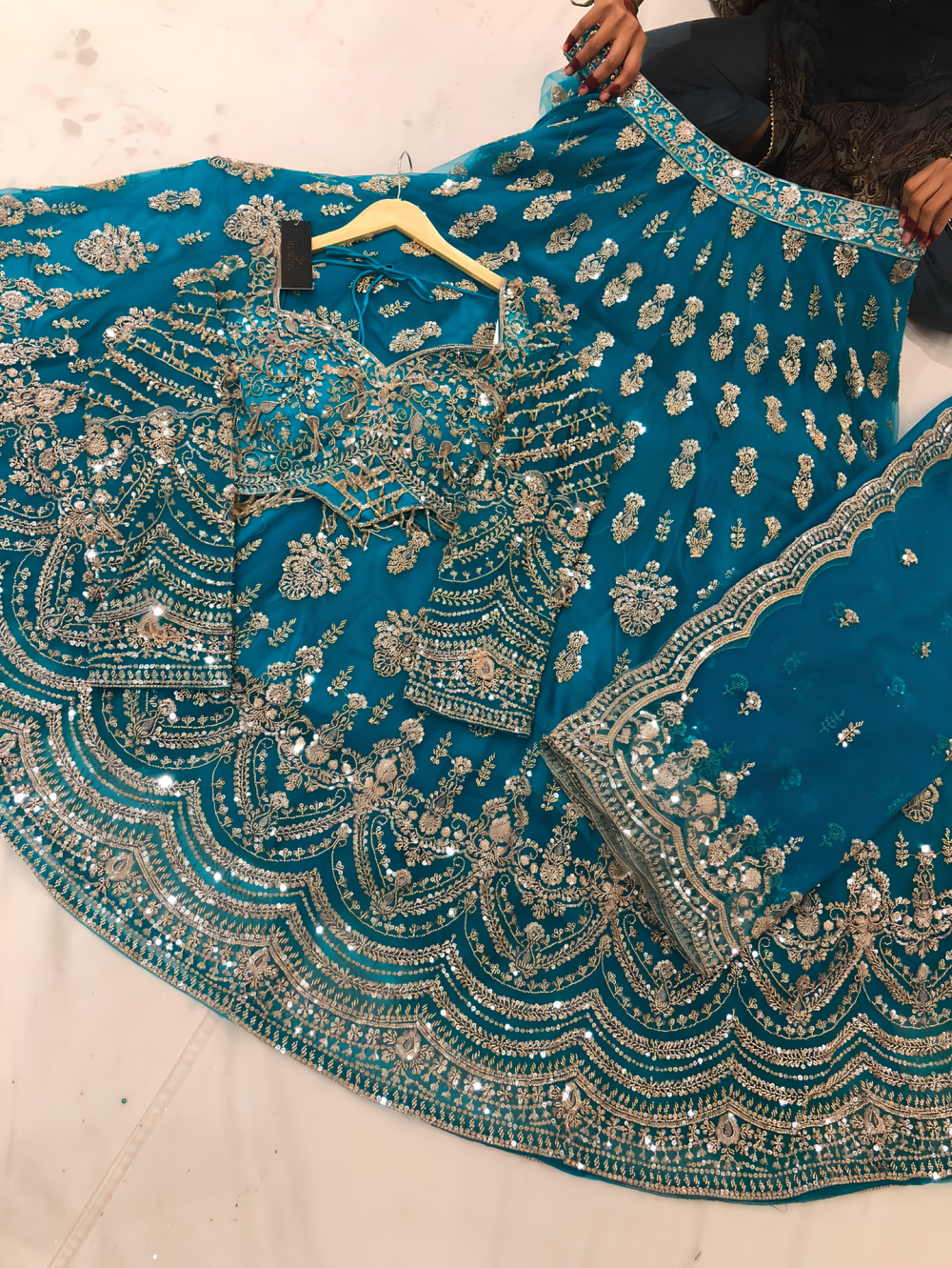 The Royal Peacock Blue Embellished Lehenga